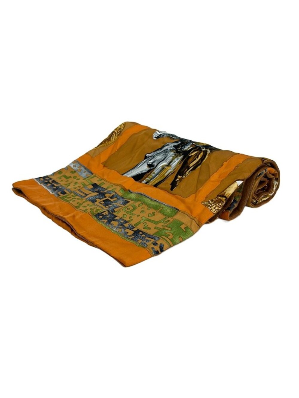 Hermes Scarf Light Brown Multi Angora Silk